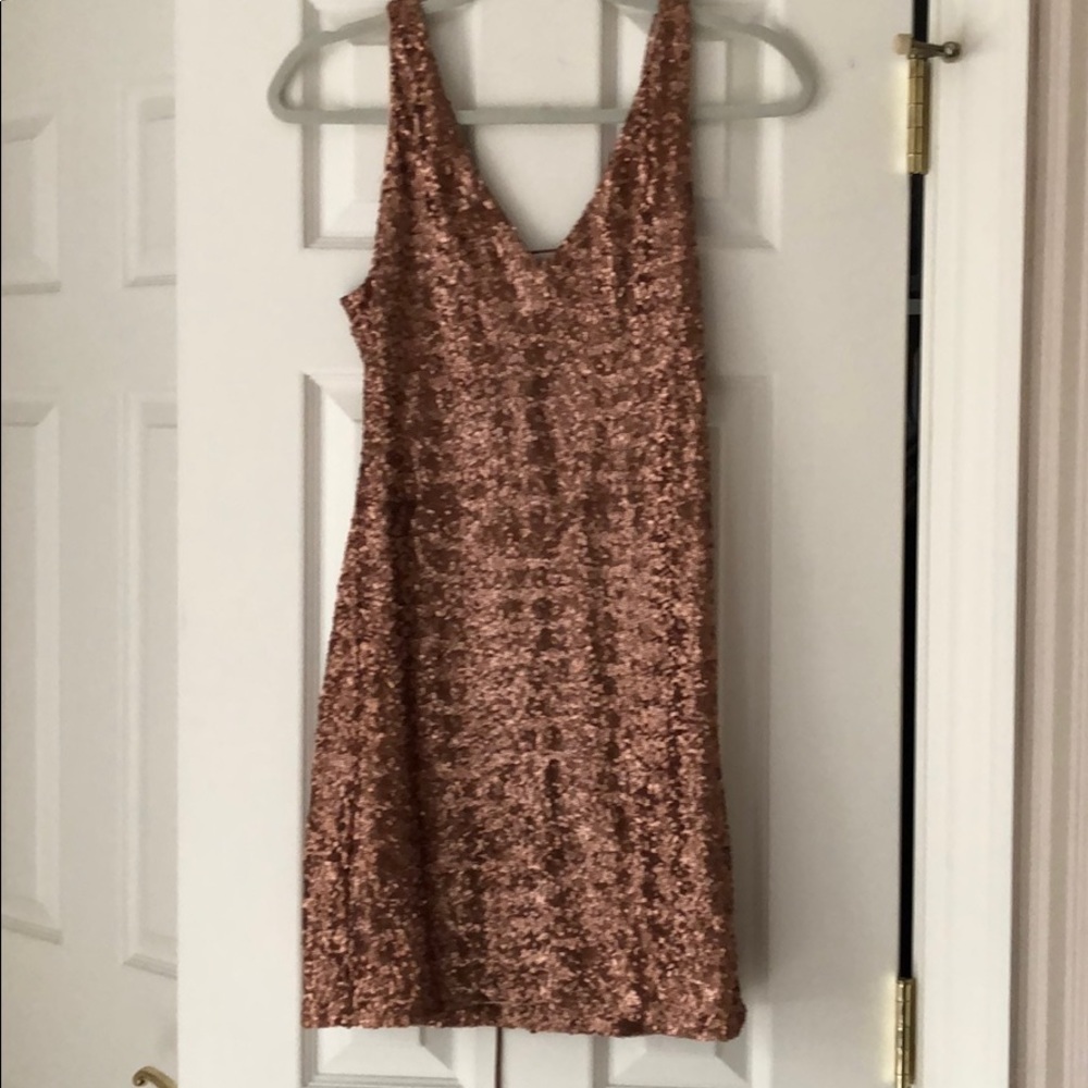 Bebe Bronze Sequin Minidress - Size M
